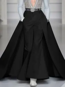 INCERUN Men's Fashion Deconstructed Patchwork Solid Color Polyester Long Pants, Streetwear Party, Casual Stylish Bottoms, Trouser for All Seasons