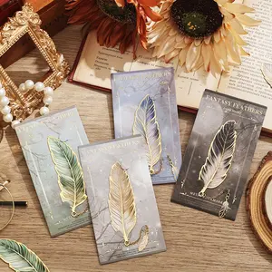 4 Pcs/Pack Feather Bookmarks with Chain Pendant Cute Funny Metal Bookmark Unique Gifts Book Markers for Men Women Adults Book Lovers Writers Readers Students Teachers Birthday Holiday Gift