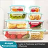 Premium Glass Food Storage Containers 8 Pack Stackable Square Design with Airtight Lids Green Rectangle Safe for Oven Microwave Freezer High Temperature Durable Kitchen Utensils#Summervibes，homeessentials