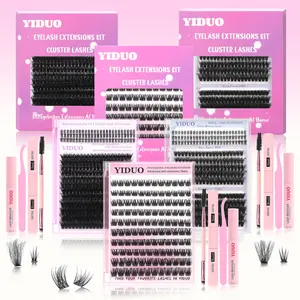 Portable Eyelash Extension Kit with Glue, Eyelash Bond, Sealer, Remover, Tweezers, Eyelash Brush Complete Eye Makeup Tool Set for Perfect Lashes, Eyelash Cluster Kit