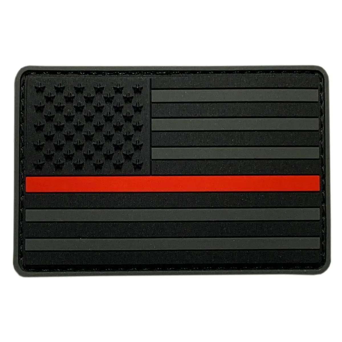 Firefighter Thin Red Line USA Flag Tactical Patch [PVC Rubber-F9]