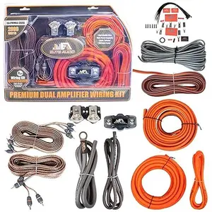 Elite Audio PRMK4-DUAL Premium 4 Gauge Dual Amp Kit – CCA Wire, Triple-Shielded RCA, ANL Fuse Holder