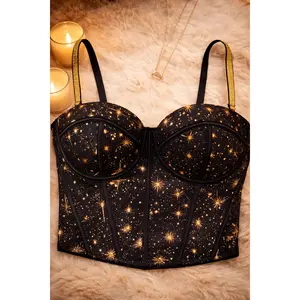High Lady of the Night Court Corset | Starfall Inspired Celestial Gold & Black Waist