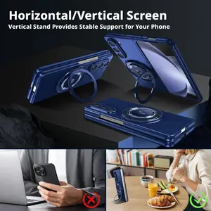 Magnetic Rotating Stand Case for Samsung Galaxy Z Fold 7 Fold 6 Fold 5 Phone Cover Shockproof Protective Shell with Kickstand Wallet Card Slot