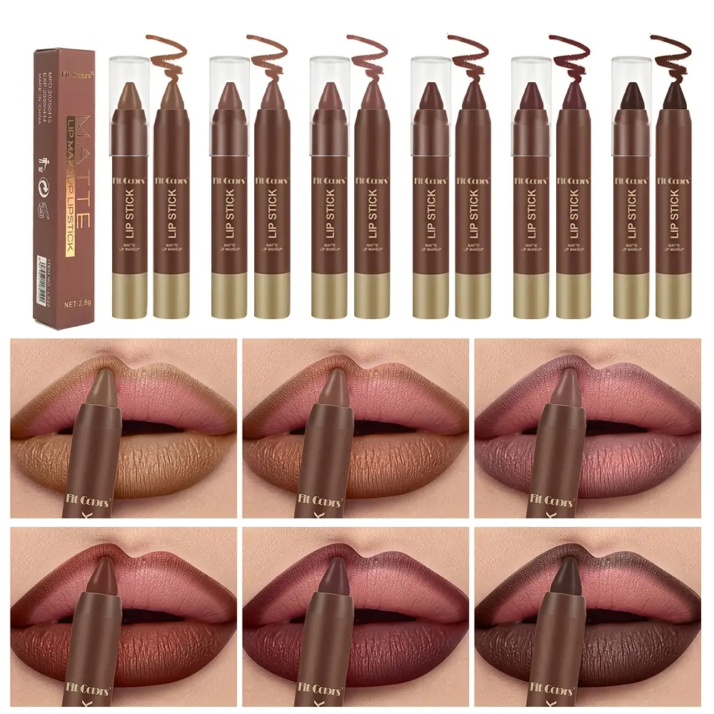 6 Color Luxury Matte Lipstick Pencil Set Waterproof Smudgeproof Moisturizing Lip Glossy Smooth Not Easy To Fade Lip tint For Long Lasting Makeup SummerVibes Cosmetic