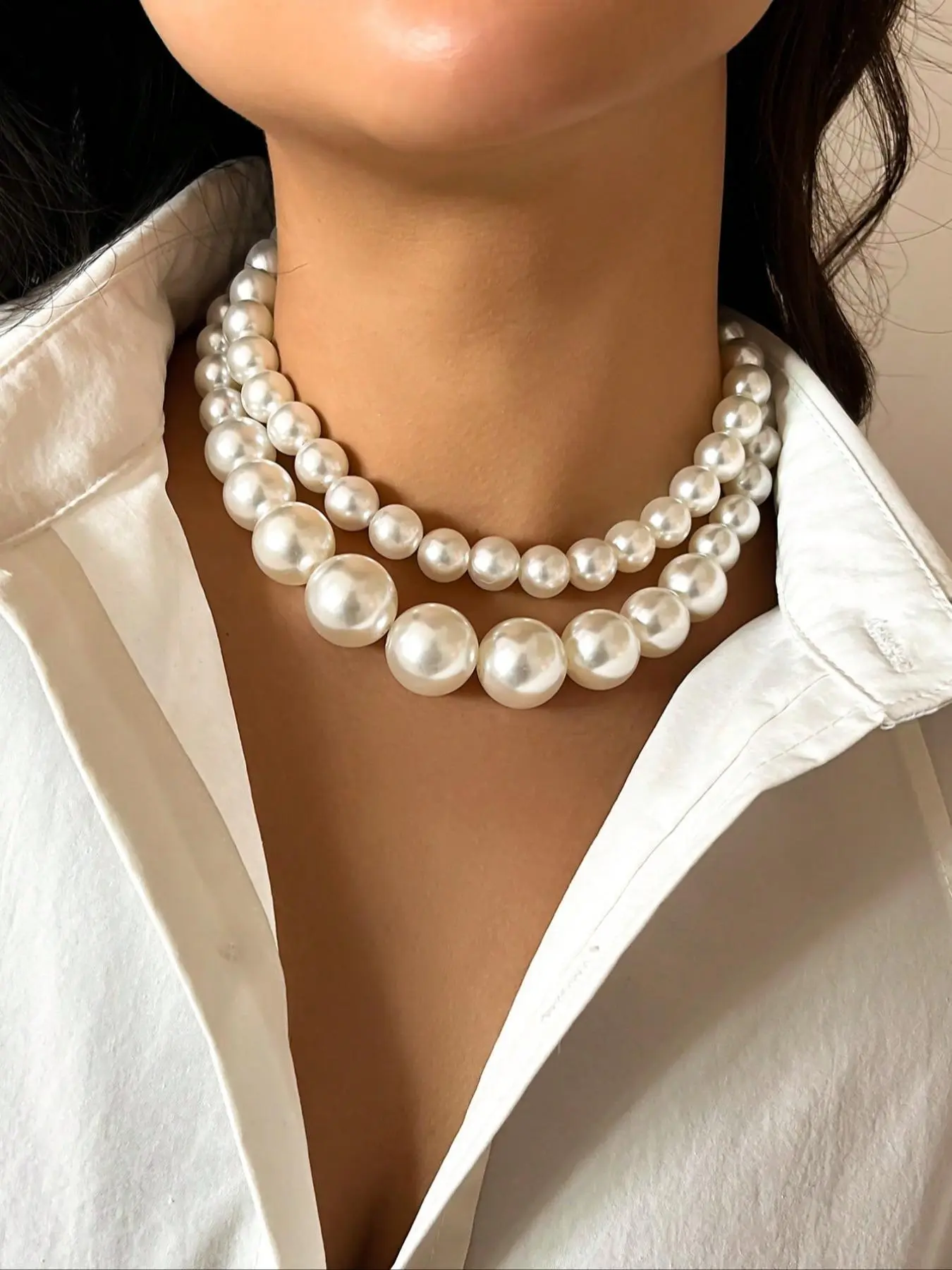 Women's Punk Style Faux Pear Decor Beaded Necklaces, 2pcs/set Vintage Retro Trendy Matching Necklaces, Chic Jewelry As Birthday Gift for Girlfriend, Trendy Fashionable Accessories