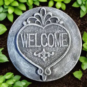 Warm Welcome Heart Stepping Stone (8" x 1.25")