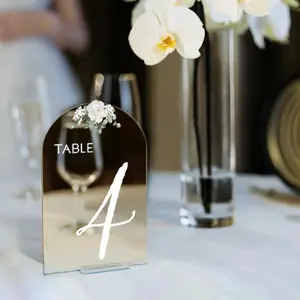 Floral Wedding Table Numbers, Acrylic Or Mirrored Table Numbers