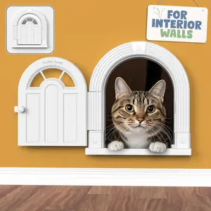 Wall Entry Meow Manor® - Stylish & Functional Pet Door, No Training Needed Easy DIY Installation, No-Flap, Perfect for Privacy & Safety, Spacious, Fits Cats Up to 20 Lbs