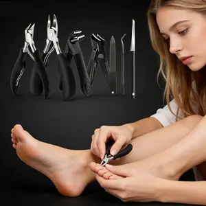 Professional 7Pcs Ingrown Toenail Clipper Set - Heavy Duty Pedicure Tools for Thick Nails, Precision Nipper, Nail File & Cuticle Tool, Manicure Kit for Men & Women, Salon-Quality Foot Care at Home trimming edge