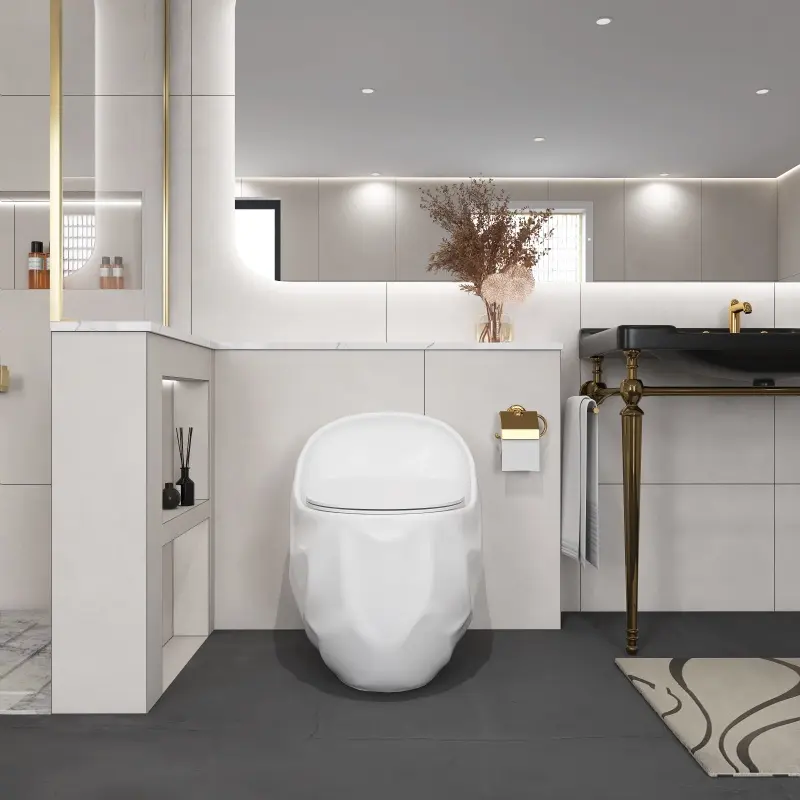 1-Piece 1.28 GPF Single Flush Egg Shape Toilet in Glossy White   WL