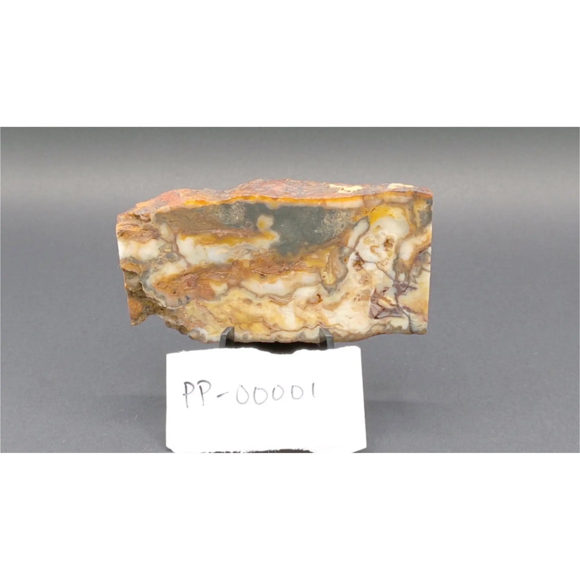 Natural 1 Piece Graveyard Point Chalcedony Slab, 2.805 oz Rough-Cut Lapidary Material - Translucent with Botryoidal Edges, Dendritic Pattern, Not Plume Agate, Hand-Collected for Collectors & Great for Cabbers, 3.25X1.75in