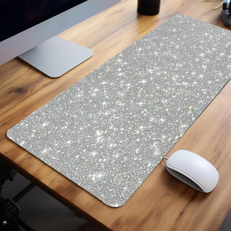 Glitter Pattern Mouse Pad, 1 Count Large Desk Mat with Non-slip Rubber Base & Stitched Edge, Portable Keyboard Mat for Home Office, Desk Accessories, Office Desktop Accessories, Office Desk Accessory