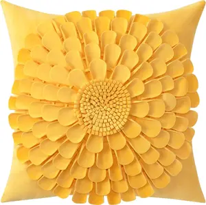 VOGOL 3D Floral Lumbar Pillowcases for Decoration, Patchwork Sunflower Handmade Throw Pillow Covers, Accent Pillow Shams for Home Wedding