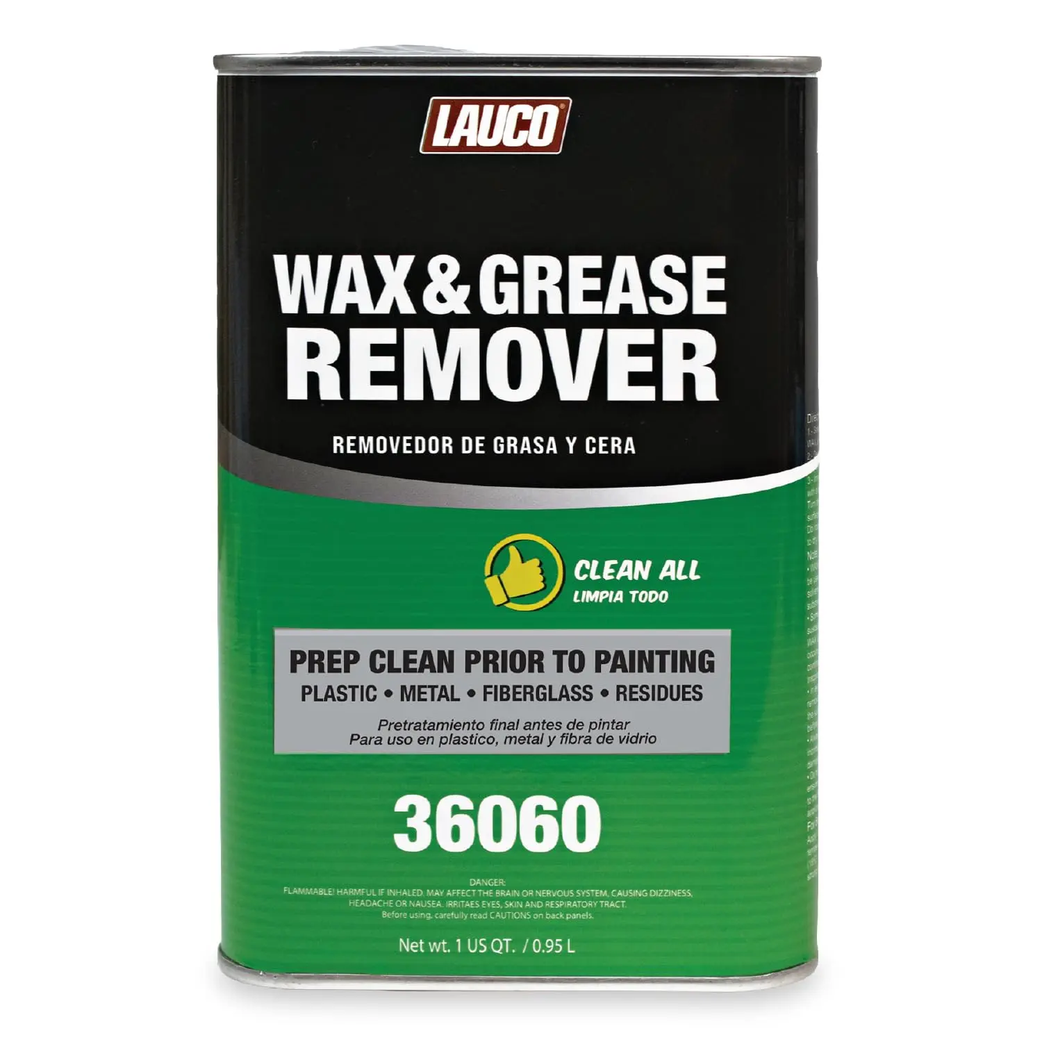 Lauco Industrial Solvent-Based Contaminant Remover - 1 Qt Quick-Drying, Residue-Free Pre-Paint Surface Cleaner, Multi-Surface Degreaser for Garage, Enhances Paint Adhesion, Refinishing Prep (33080, Works on Plastic, Metal, Fiberglass, Aluminum)