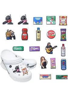 19pcs Cartoon Wine & Snack Shoe Charms, PVC Shoe Accessories, DIY Decoration for Sandals & Slippers, Fashionable Accessory Set