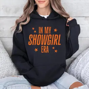 180g[100%cotton]In My Showgirl Era Hoodie, October 3rd Album Release Sweatshirt, Glitter Graphic Hoodie, Retro Concert Outfit Top, Cozy Showgirl Era Gift Hoodie
