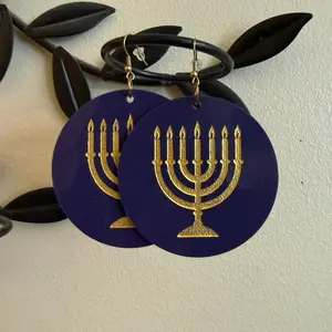 Menorah Earrings 2.5 inch
