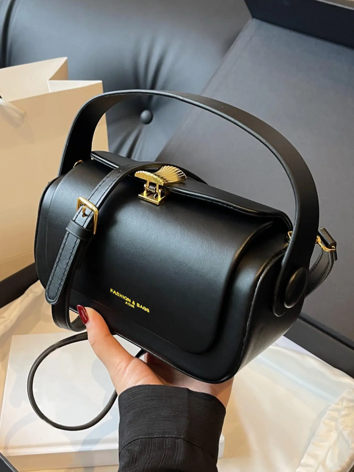 Women's Elegant Solid Color Handbag, Fashionable PU Leather Crossbody Bag for Daily Used, Casual Trendy Versatile High-quality Daily Commuting Bag