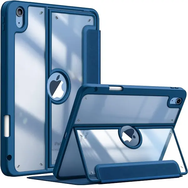 Fintie Multi-Angle Viewing Case for iPad A16 Chip 11th Gen & iPad 10th Gen, Clear Back, Soft TPU Bumper, Built-in Pencil Holder, Auto-On/Off