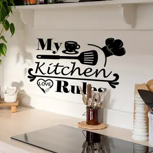 An English "My Kitchen" decorative wall sticker for background walls, suitable for kitchen, dining room, home decoration, self-adhesive wall sticker MS2104-KQ