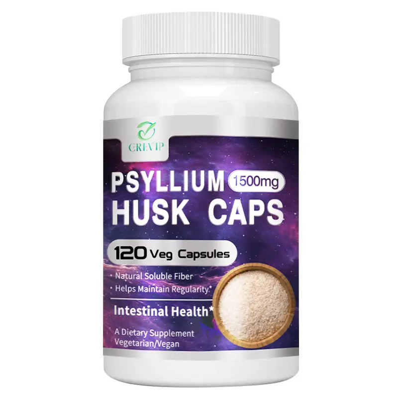 GREVIP Psyllium Husk Capsules 1500mg Vegetarian Capsules, Natural Soluble Fiber, Supports Gut Health, 60/120 Capsules (Optional)