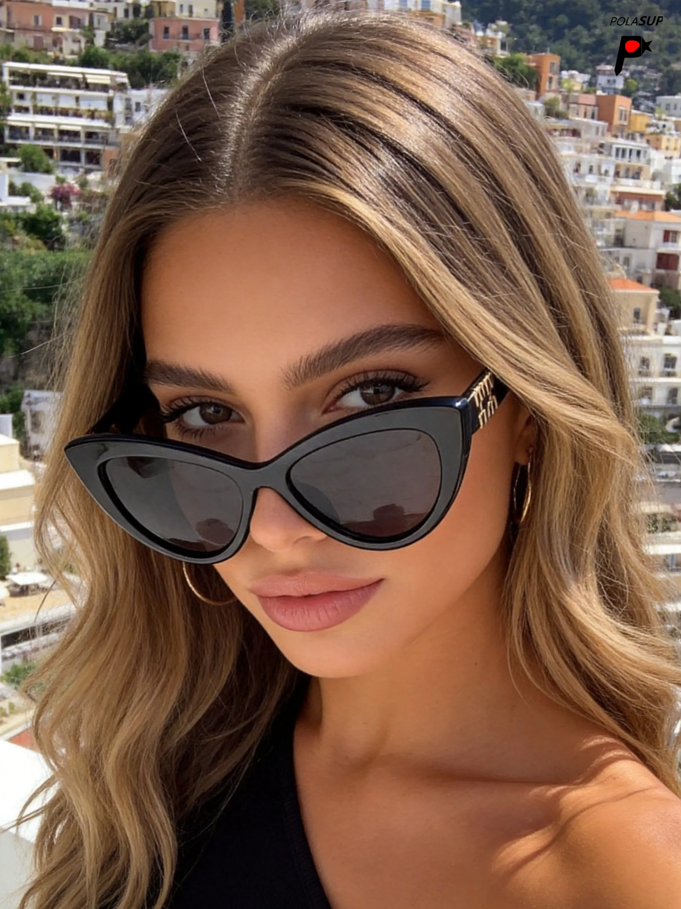 Women's Geometric Pattern Letter Cat Eye Sunglasses, Casual Boho Vintage Party Glasses, Cute Sexy Street Style, UV Protection, Fashion Trend, Summer Sunglasses, Summer Trendy Sunglasses
