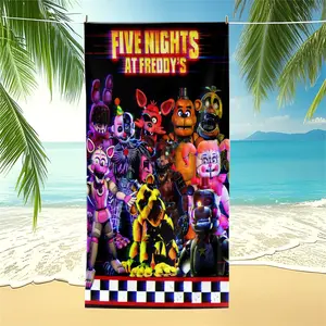 Five Nights At Freddy's Themed Design Beach Towel | Unique Quick-Dry Towel For Horror Game Fans, Beach Vacations, Pool Parties & Comic Conventions