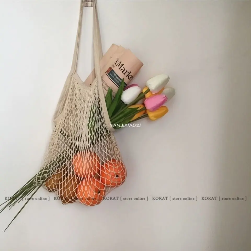 Trend cotton  net bag environmental protection portable shopping bag hollow bag