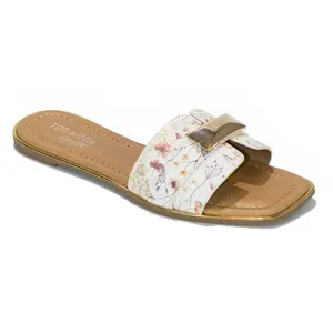 Moani - Women's Slip On Sandals, Summer Casual COMFORT INSOLE, Gold-Tone Hardware & Gold Detail Open Toe