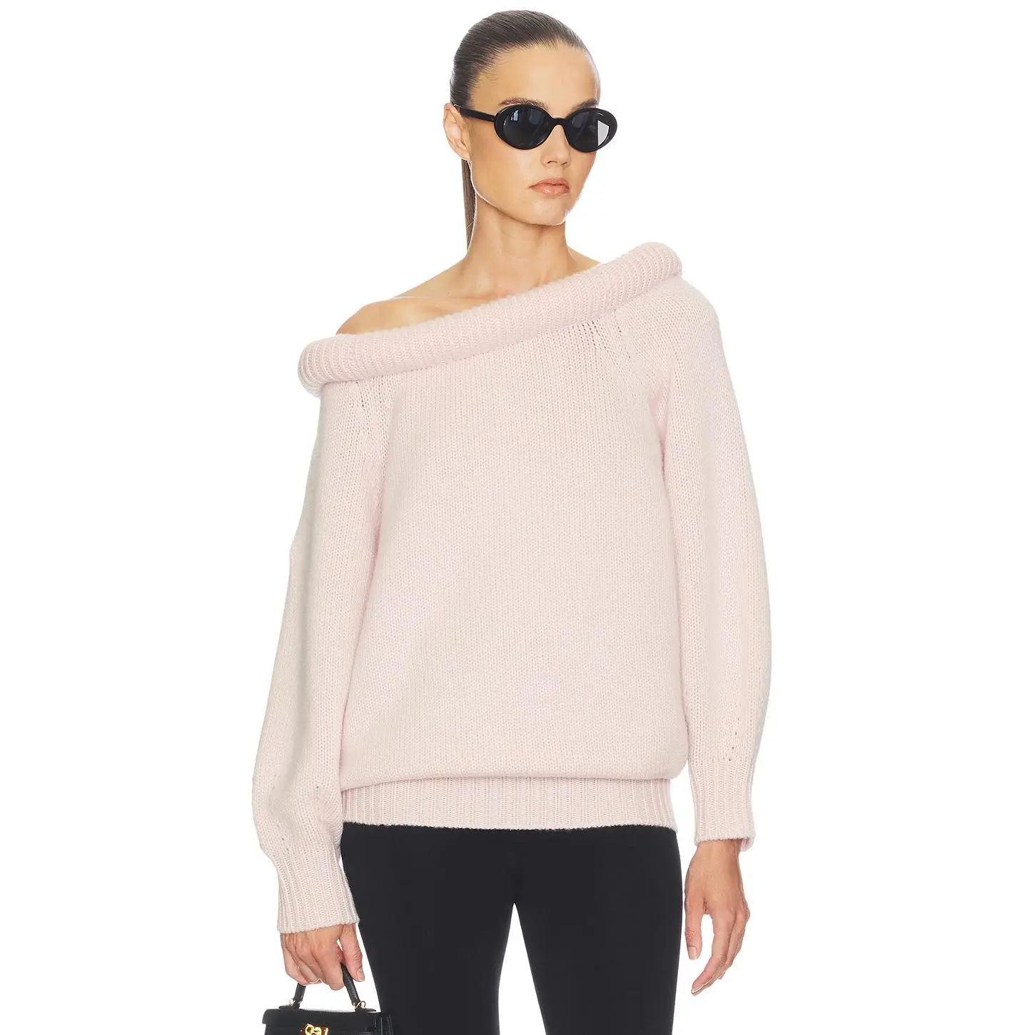 Helsa Cressidia Off Shoulder Sweater in Light Pink