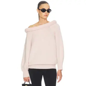 Helsa Cressidia Off Shoulder Sweater in Light Pink