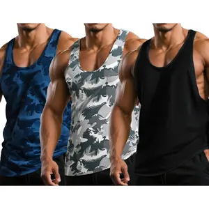 LEHMANLIN Men's Mesh Printed Quick-Drying Y-Back Muscle Sports Tank Top for Fitness Outdoor Sports Beach and Home Wear