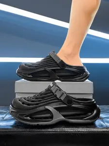 Men's Fashion Hollow Out Sandals, Two-In-One Slip-On Breathable Anti-Slip Slippers, Outdoor Sports Beach Shoes, Eva Beach Slippers