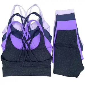 Yoga Clothes Set 2 Piece Gym Shorts Set Women Back Bra Top Waist Shorts Fitness Suit Running Workout Tracksuit athletic  dress