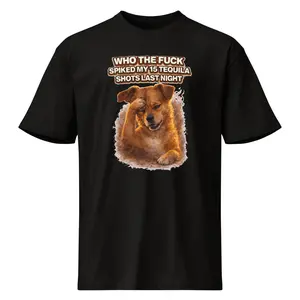 Funny Hangover Shirt – “Who Spiked My 15 Tequila Shots” Meme Tee | Night Out Shirt