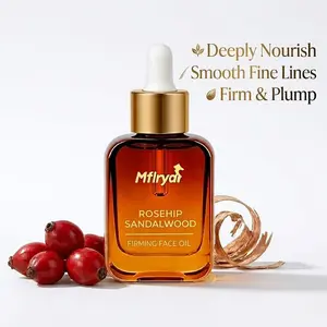 Mflrya Radiant: Premium Rosehip & Sandalwood Anti-Aging Facial Oil (30ml) - Deep Wrinkle Repair & Fine Line Smoothing - with Gua Sha Tool