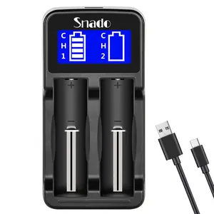 Intelligent Battery Charger, Snado LCD Display Universal Charger for Rechargeable Li-ion Batteries 18650 18490 18350 17670 17500 16340 14500, Charging Ni-MH/Ni-Cd AA AAA Batteries (2 Slots) USB-C Fast Charging & Overheat Protection Electronic tiktok shop