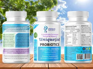 UniqueGut Probiotics - 17 Strains, Prebiotics & Postbiotics for Immune & Heart Health - 60 Enteric-Coated Capsules for Digestive & Nitric Oxide Support