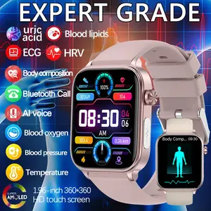 AI Diagnostic Detector Smart Watch Women Blood Lipid and Uric Acid Body Composition Test Women Menstrual Health Tracker 2025 New full touch screen pressure monitoring real-time gps with Built-in Headphones