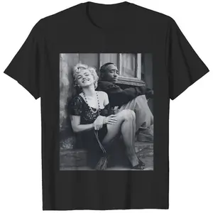 [100% Cotton] Marilyn Monroe and 2Pac Cotton Unisex T shirt Streetwear Top Black Casual Menswear  Golf Gift T-Shirt For Men and Women