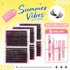 Cluster Lashes 80100D Curl Dense Look DIY Individual Eyelash Extensions Lash Clusters with Waterproof Bond&Seal Reomver Tweezers for Begimmers SummerVibe Gift Mixed 10-16mm All-in-One-Kit by SOSIAYCICI