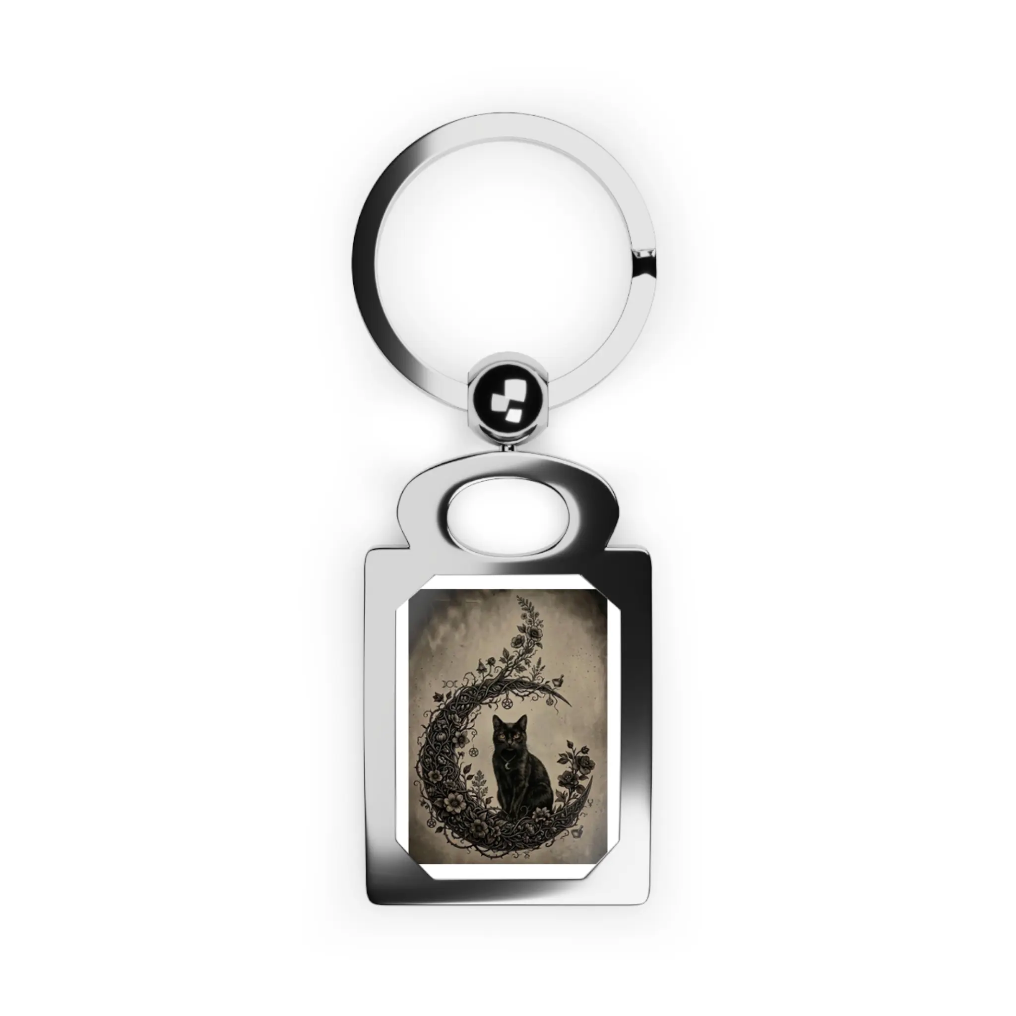 Customized Rectangular Metal Personalized Keyring with Printed Design, Car & Motorcycle Interior Decoration Accessory, Automotive, Strong Swivel Joint