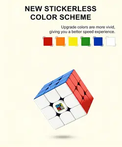 Moyu RS3M 3x3 Magnetic Cube - Stickerless 48 Magnets Speed Cube with Stand, Great Brain Toy