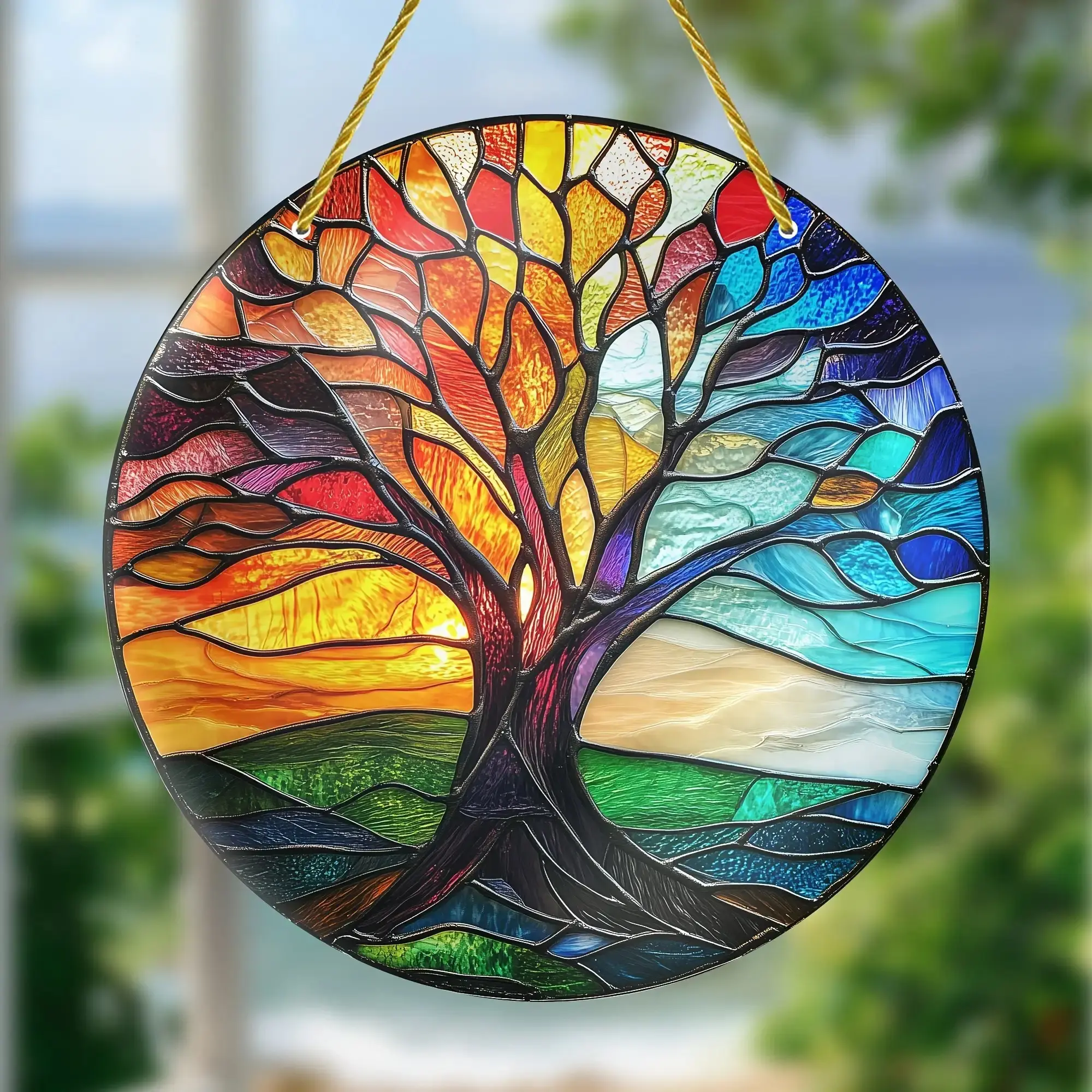2D Flat 1pc Tree of Life Acrylic Garden Sun Catcher, Window Hanging, Spiritual Home Decor, Plastic Material, Birthday Gift,Smart