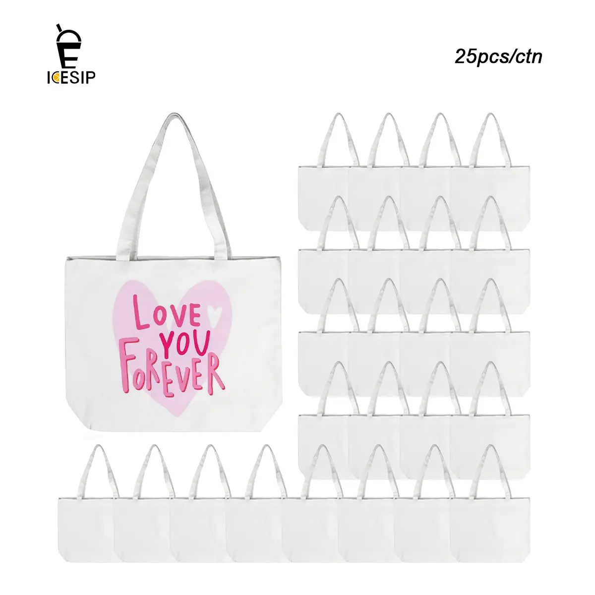 Icesip 25pcs/ctn 15*18.5 inches Sublimation white blank Canvas Bag for business party events custom DIY heat transfer wedding gift custom