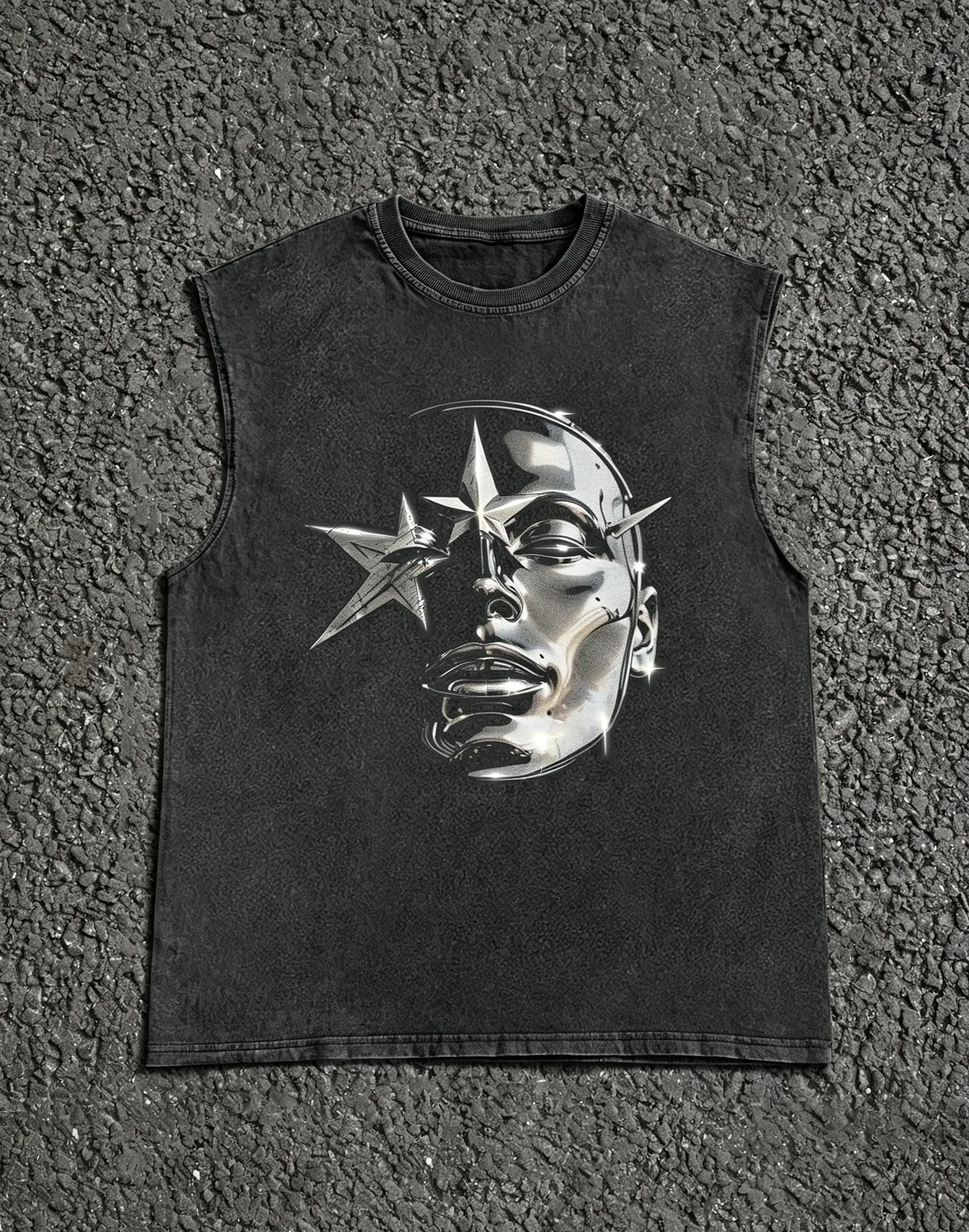 Manfinity EMRG Men's Casual Loose Fit Pentagram Street Wear Colorful Graphic Round Neck Sleeveless Top For Summer, Boyfriend Gift, Going Out, Holiday
