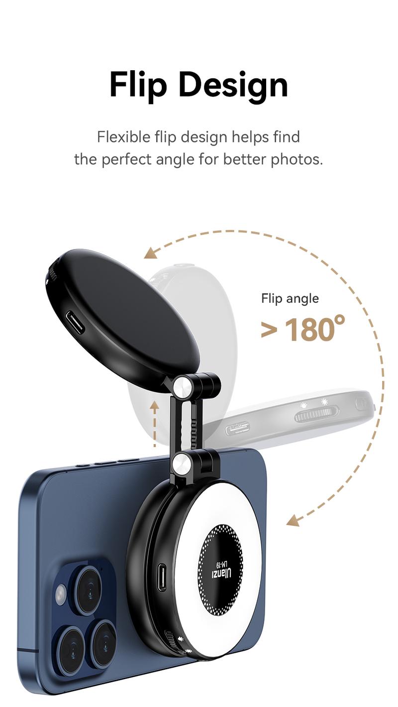 Ulanzi Magnetic Selfie Light LM19, LED Fill Light Compatible with Magsafe, LED Selfie Ring Light Ulanzi Magnetic Selfie Light LM19, LED Fill Light Compatible with Magsafe, LED Selfie Ring Light