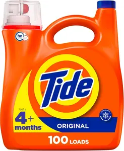 Tide Laundry Detergent Liquid, Original Scent, HE Compatible, 100 Loads, 132 fl oz, Tide Laundry Detergent, Liquid Laundry Detergent