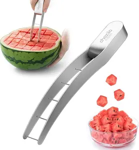 Watermelon Cutter Slicer,Stainless Steel Watermelon Cube Cutter Quickly Safe Watermelon Knife,Fun Fruit Knives Salad Melon Baller for Kitchen Gadget Utensils Cutting
